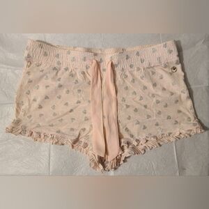 Intima - (Size S) Pink Silver Glittery Heart Frilly Women's Pyjama Shorts